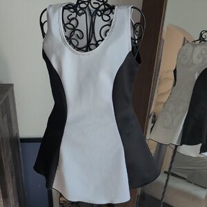 Chic Black and White Women's Peplum Top